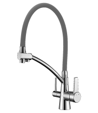 Смеситель Lemark Comfort LM3071C-Gray для кухни с подключением к фильтру питьевой водой, хром серый