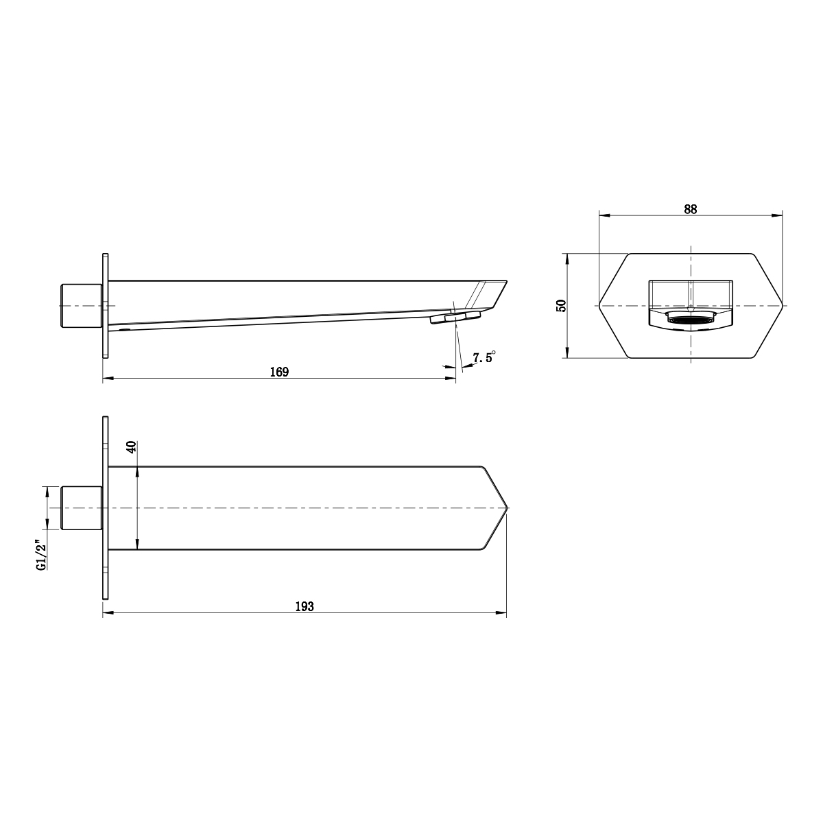 Излив для ванны Lemark LM3981C встраиваемый