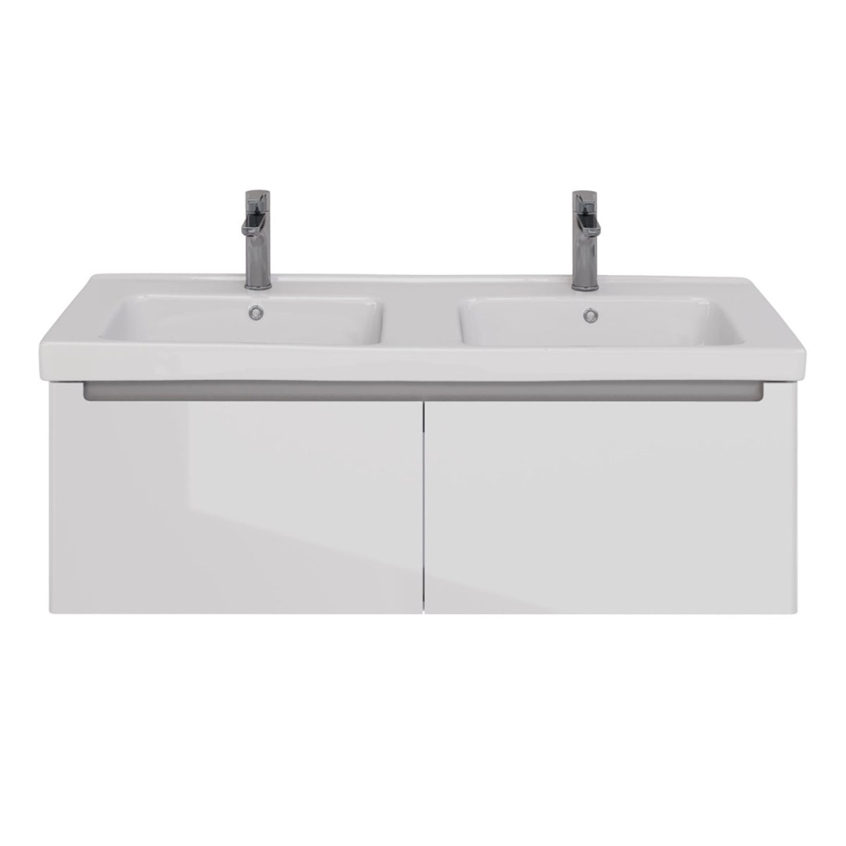 Тумба Lemark BUNO MINI 125 см под 2 раковины, подвесная, 2 ящика, цвет корпуса, фасада: Белый глянец Тумба Lemark BUNO MINI 125 см под 2 раковины, подвесная, 2 ящика, цвет корпуса, фасада: Белый глянец