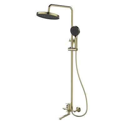 Смеситель Lemark Siberia LMF-7026B-BRG для ванны и душа с регулируемой высотой штанги и лейкой верхнего душа «Тропический дождь»