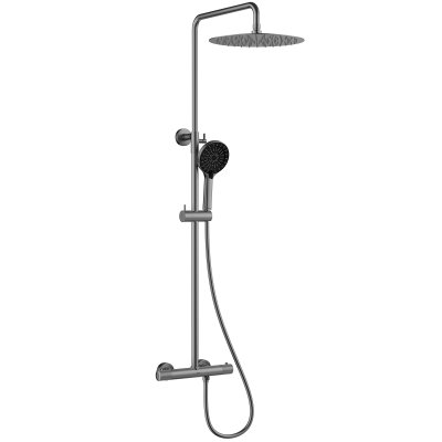 LEMARK | Смеситель Lemark Beluga LMF-8045B-GM для душа с регулируемой высотой штанги и лейкой верхнего душа «Тропический дождь», термостатический