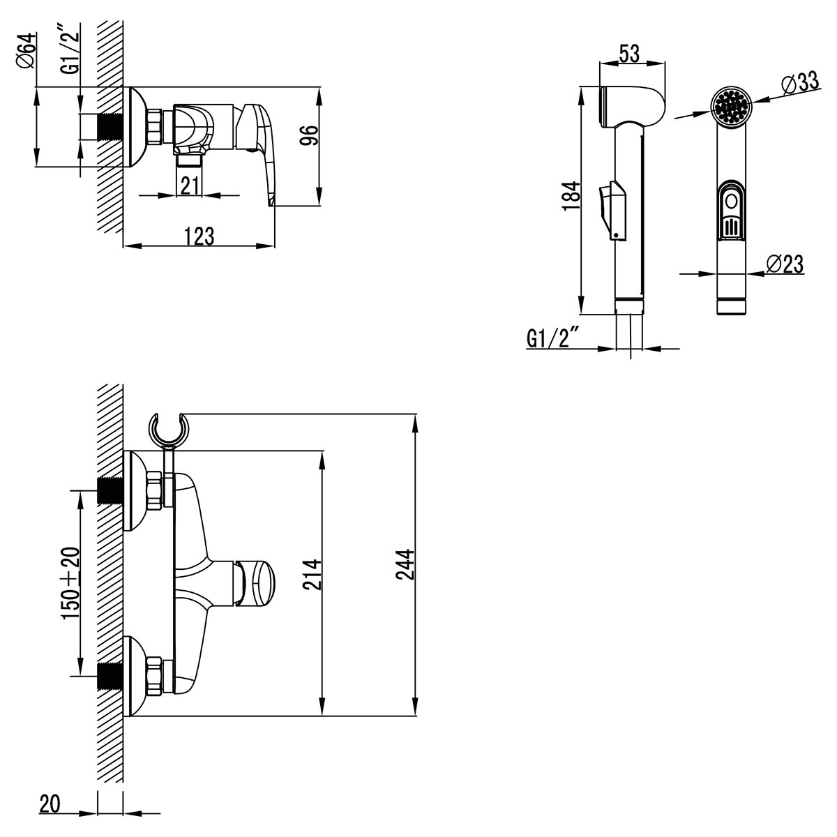 Смеситель Lemark Pramen LM3318C с гигиеническим душем