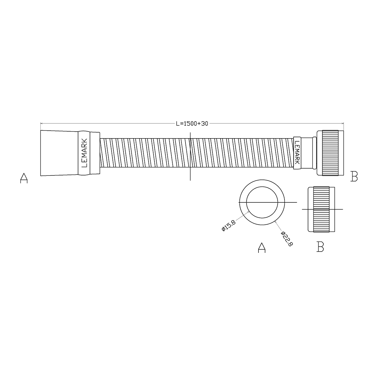 Душевой шланг Lemark LE8044P ПВХ 1,5 м, прозрачный, блистер