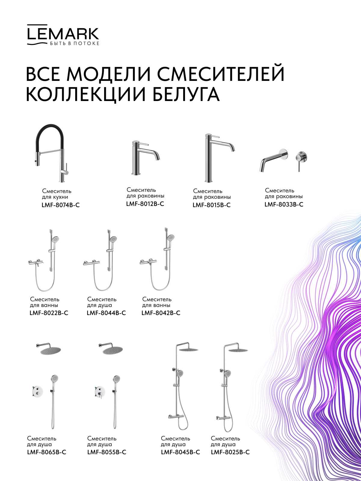 Смеситель Lemark Белуга_Beluga LMF-8012B-C для раковины