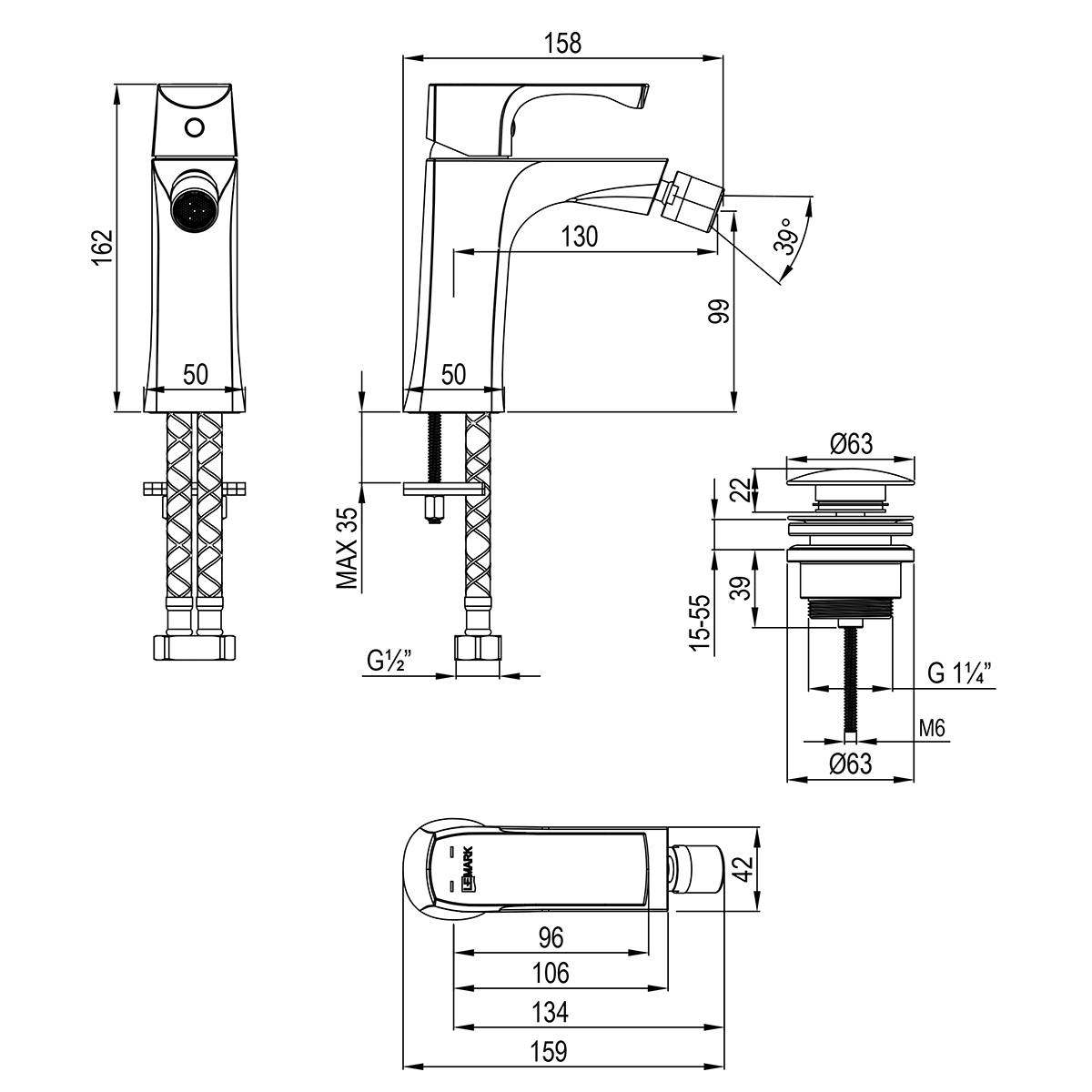 Смеситель Lemark Ursus LM7208BG для биде