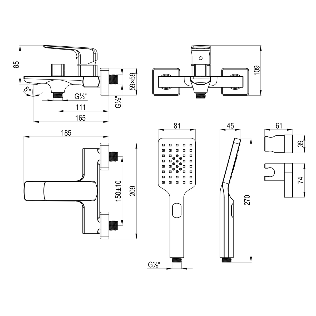 Смеситель Lemark Хоста_Hosta LM12314BL для ванны
