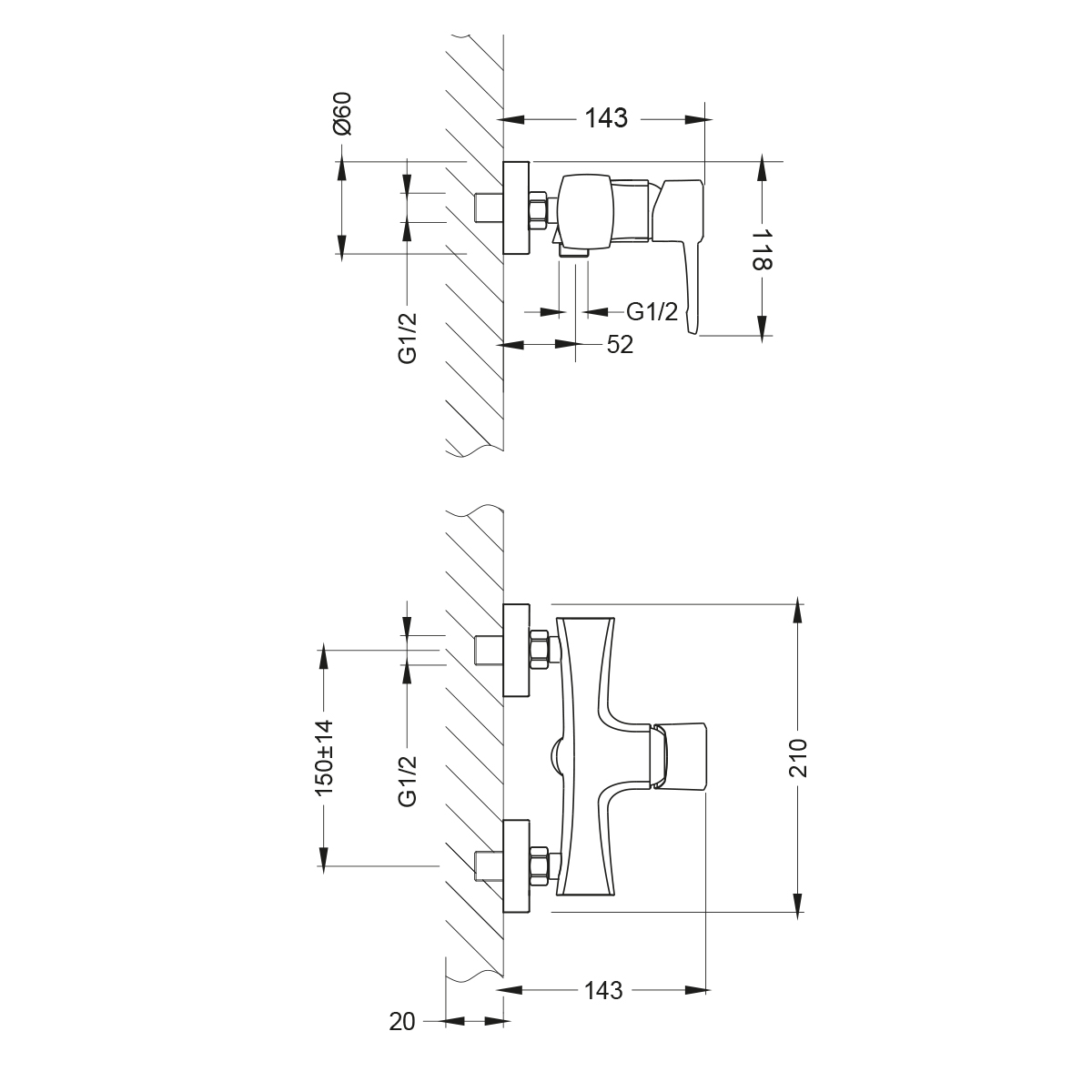 Смеситель Lemark Evitta LM0503C для душа