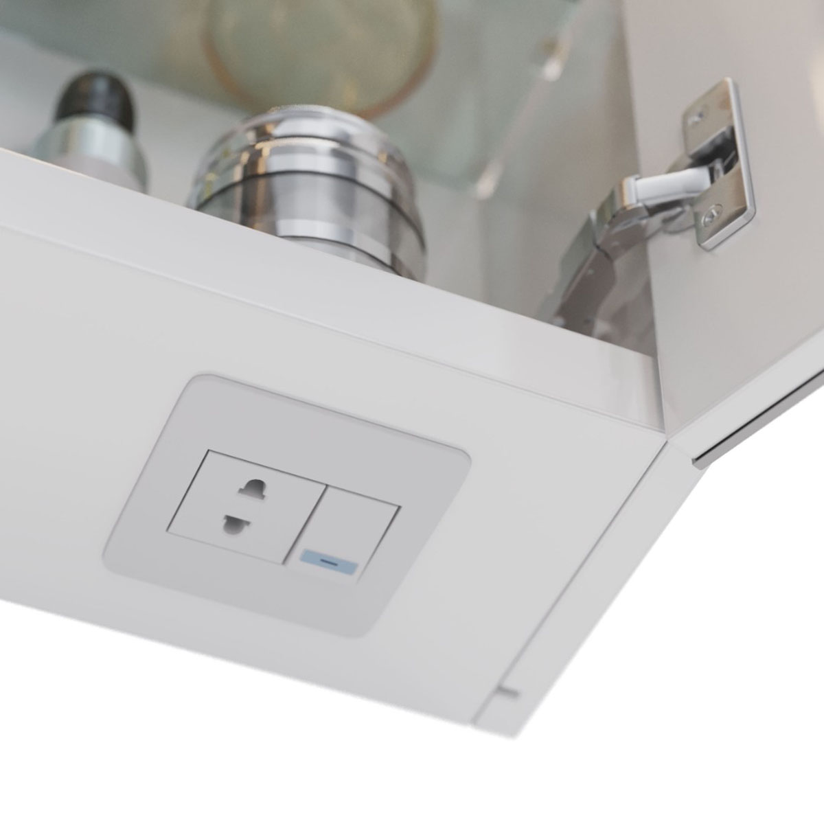 Шкаф зеркальный Lemark ZENON 45х80 см 1 дверный, петли слева, с козырьком-подсветкой, с розеткой, цвет корпуса: Белый глянец