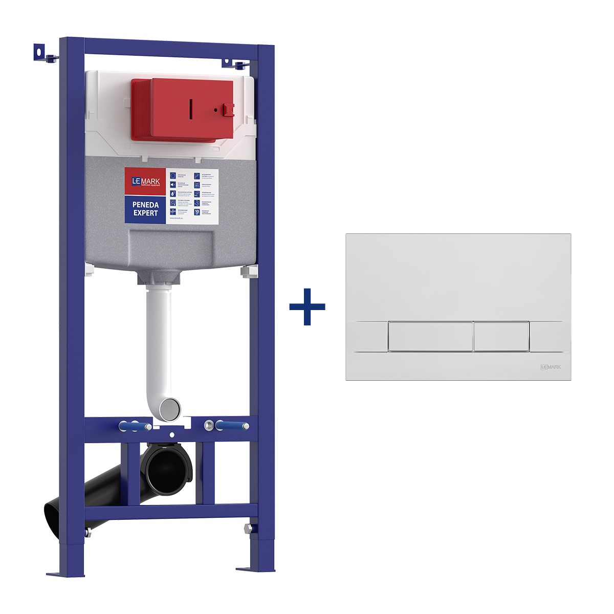 Комплект 2в1: Инсталляция Lemark PENEDA EXPERT для унитазов с кнопкой смыва BIT  хром глянец