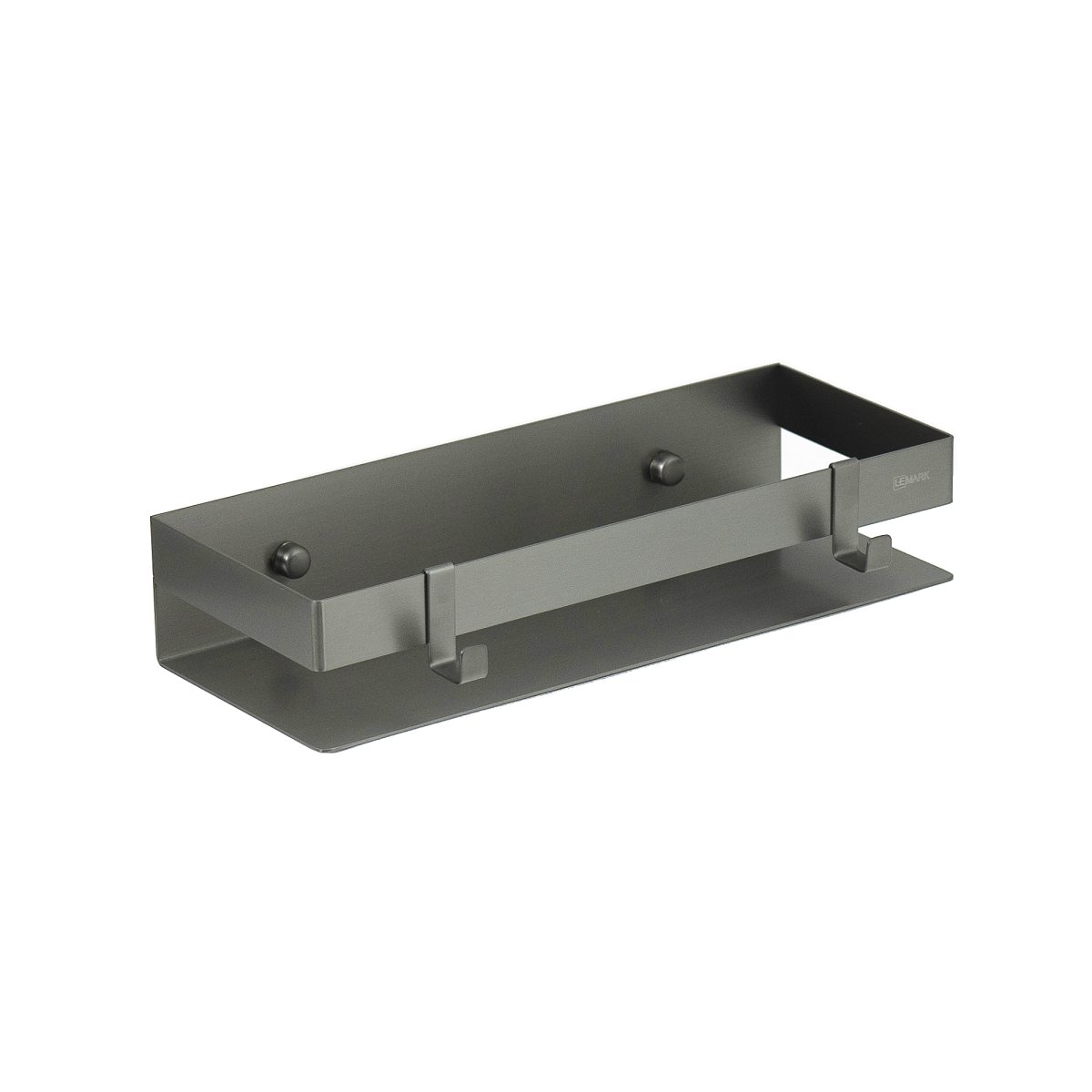 Полка для душа прямая Lemark 300 мм SHELF LINE из нерж. стали с крючками, графит