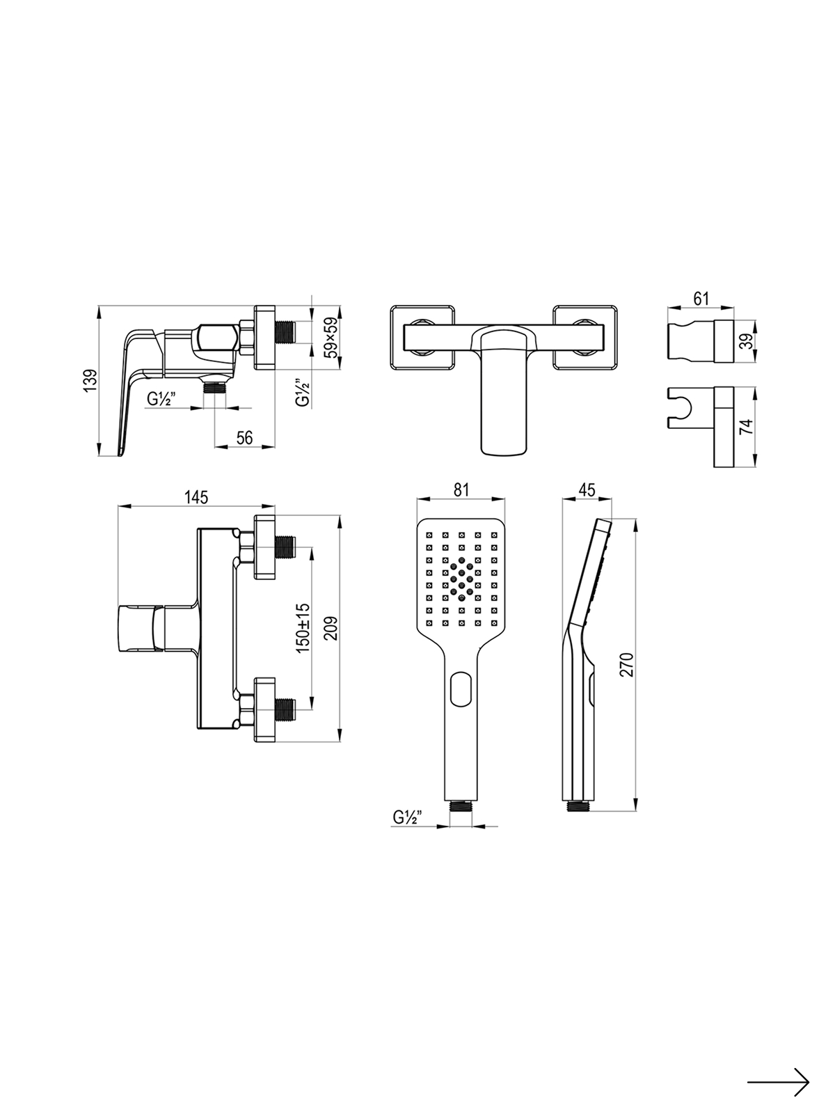 Смеситель Lemark Хоста_Hosta LM12303C для душа