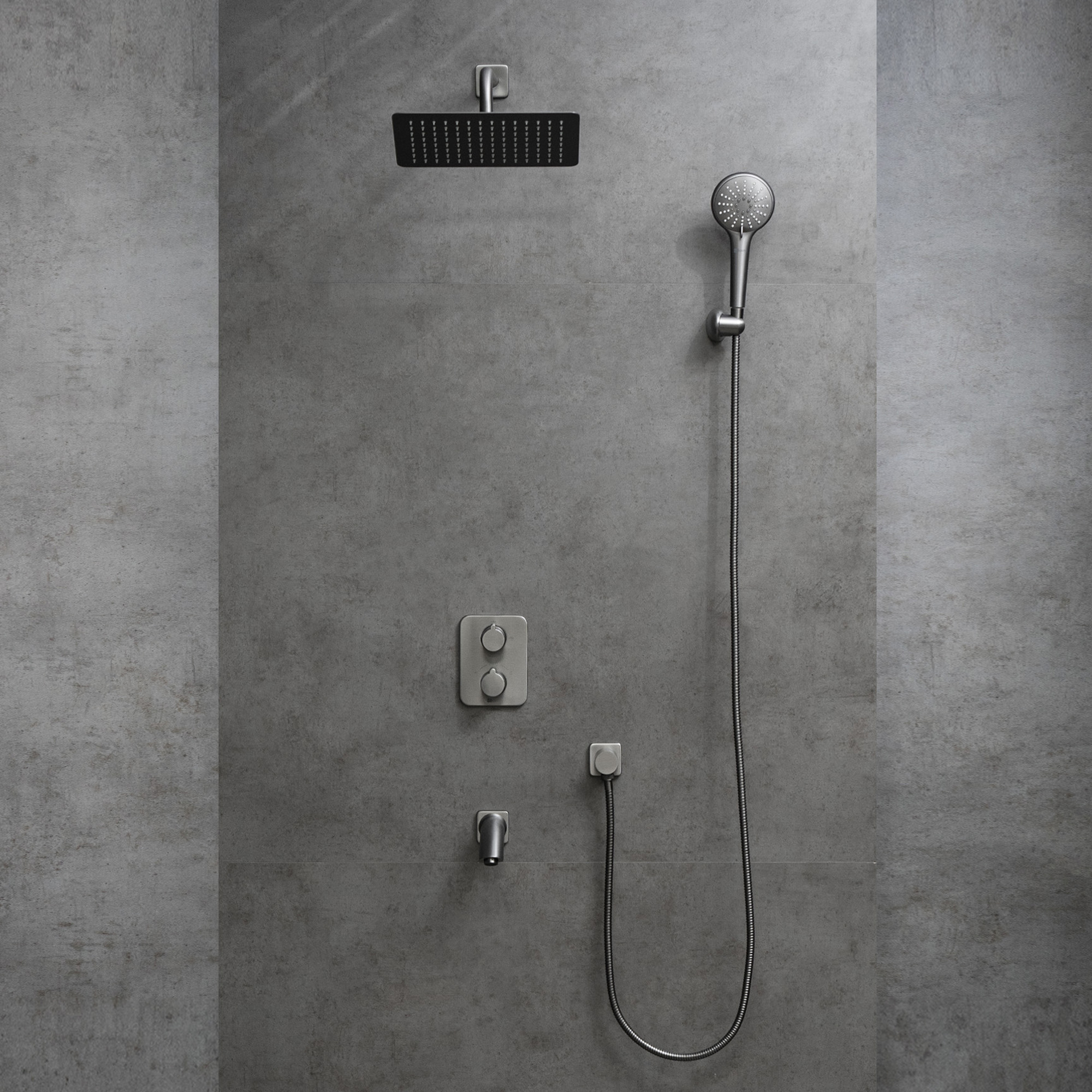 Смеситель Lemark Bronx LM3742GM для ванны и душа термостатический, встраиваемый