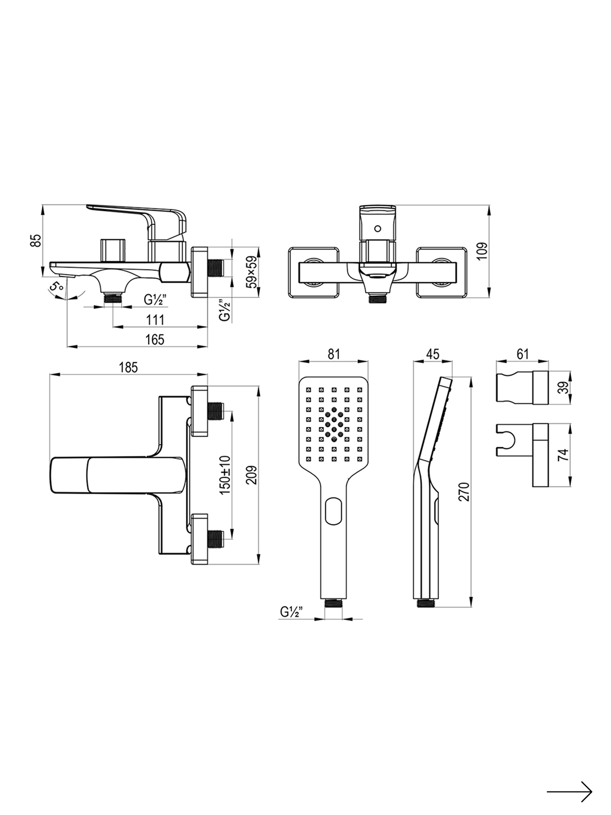 Смеситель Lemark Хоста_Hosta LM12314BL для ванны