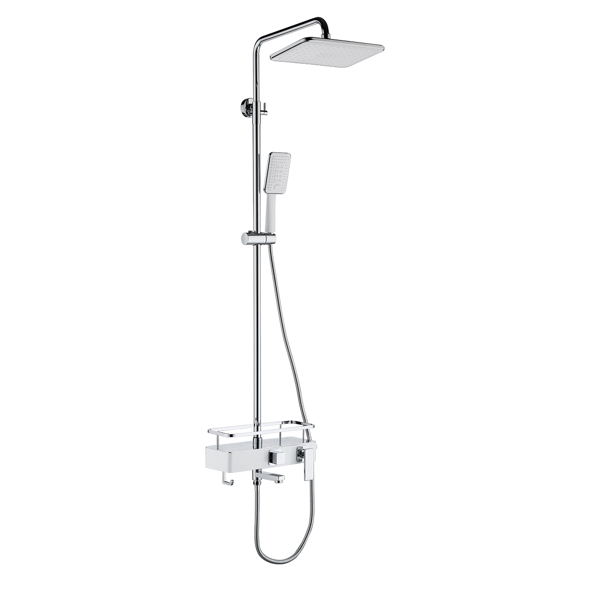 Смеситель Lemark Tropic LM7013C для ванны и душа с регулируемой высотой штанги и верхней душевой лейкой "Тропический дождь"