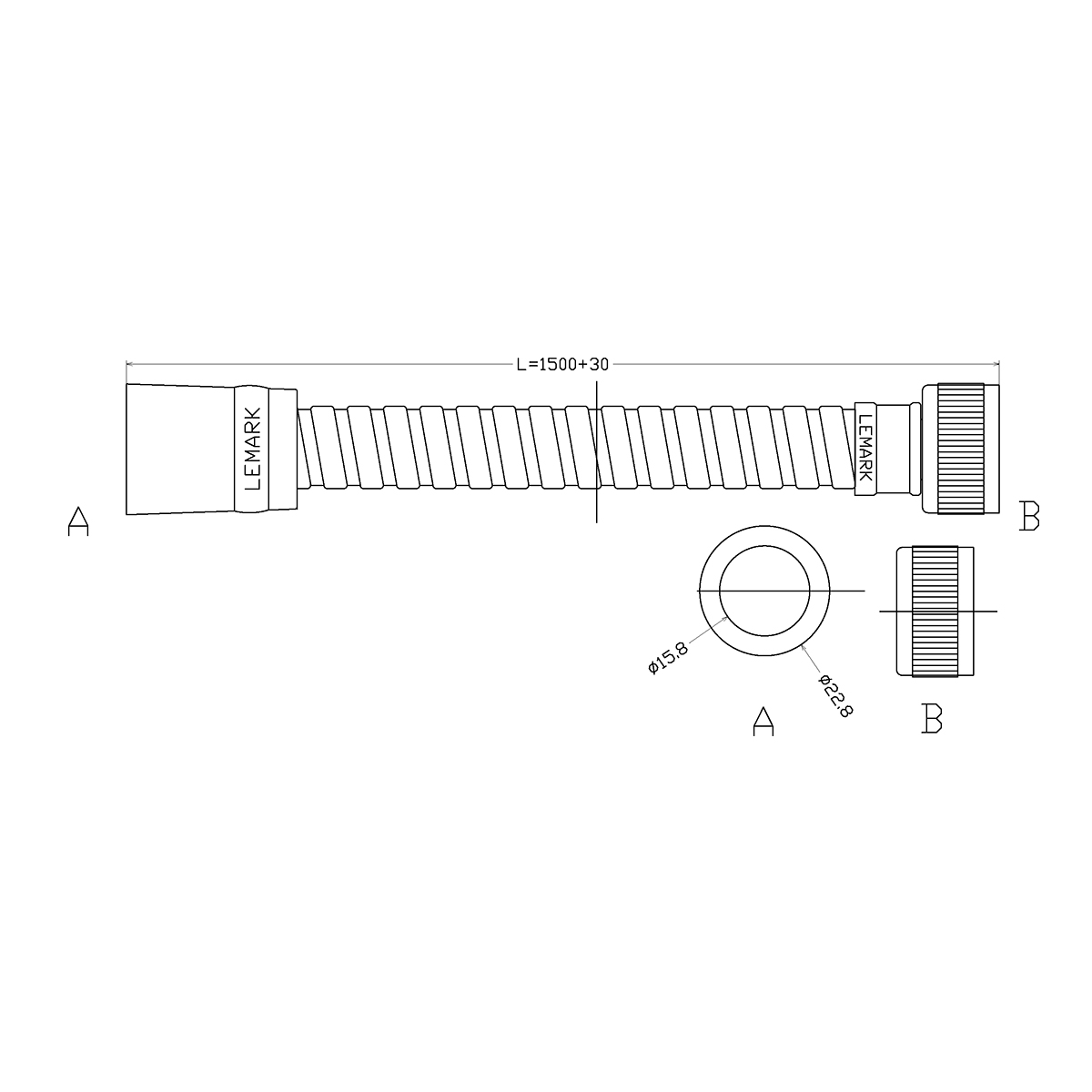 Душевой шланг Lemark LE8043P ПВХ 1,5 м, блистер