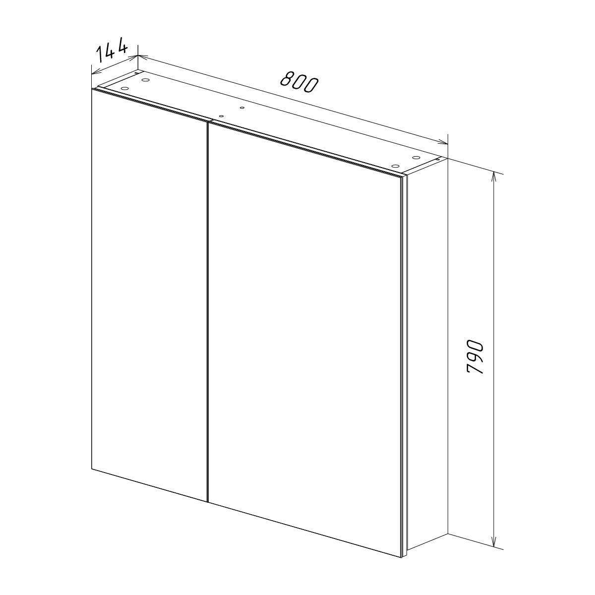 Шкаф зеркальный Lemark UNIVERSAL 80х80 см 2-х дверный, цвет корпуса: Белый глянец