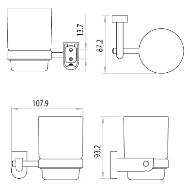 Стакан стеклянный Lemark LM3136C с настенным держателем