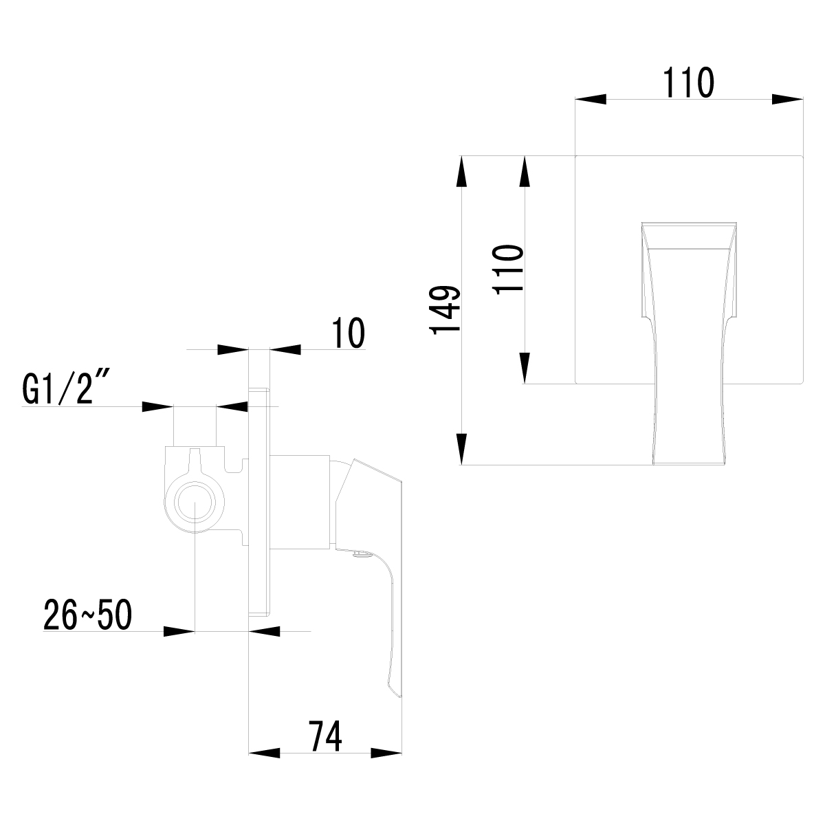 Смеситель Lemark Unit LM4523C для душа, встраиваемый