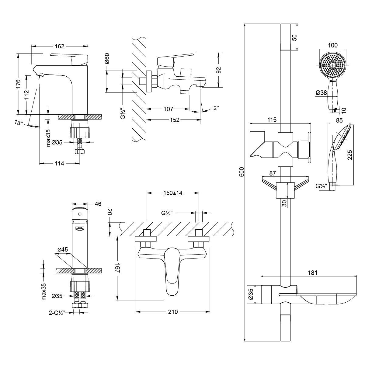 Комплект смесителей Lemark Point LM0380C "3 в 1""