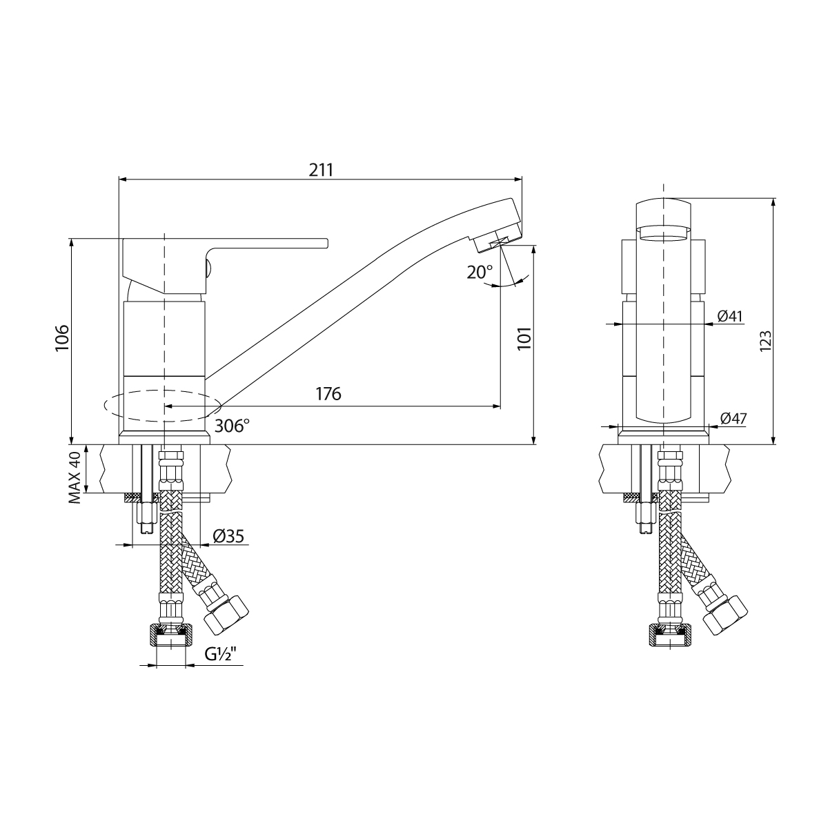 Смеситель Lemark Plus Grace LM1504С для кухни