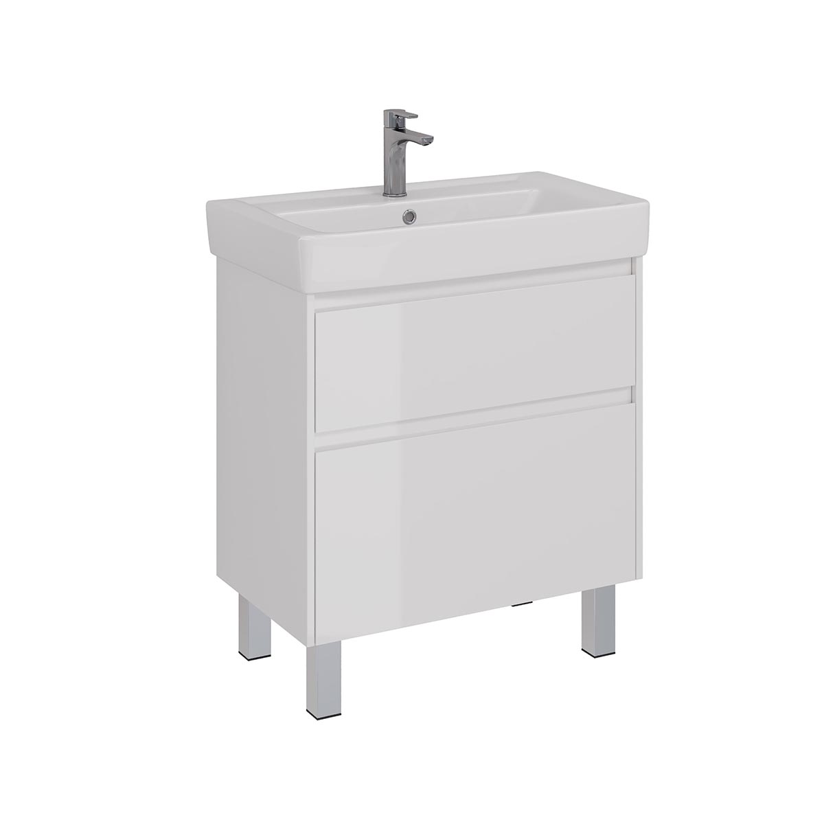 Тумба Lemark COMBI 80 см под 1 раковину, подвесная/напольная, 2 ящика, цвет корпуса, фасада: Белый глянец Тумба Lemark COMBI 80 см под 1 раковину, подвесная/напольная, 2 ящика, цвет корпуса, фасада: Белый глянец