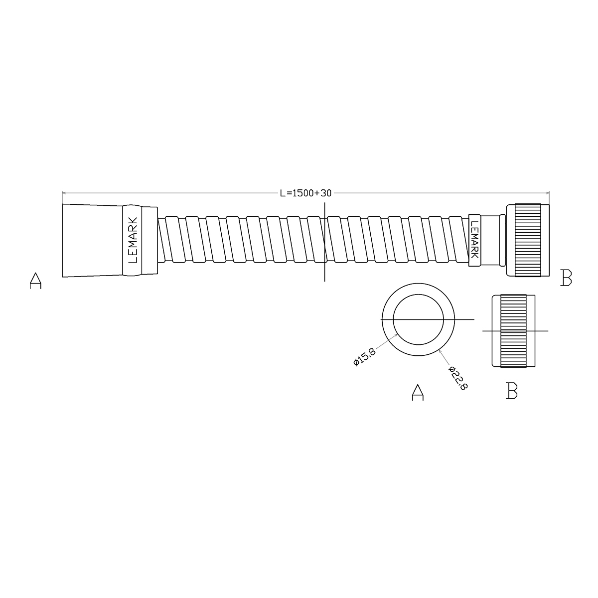 Душевой шланг Lemark LE8042P ПВХ 1,5 м, блистер