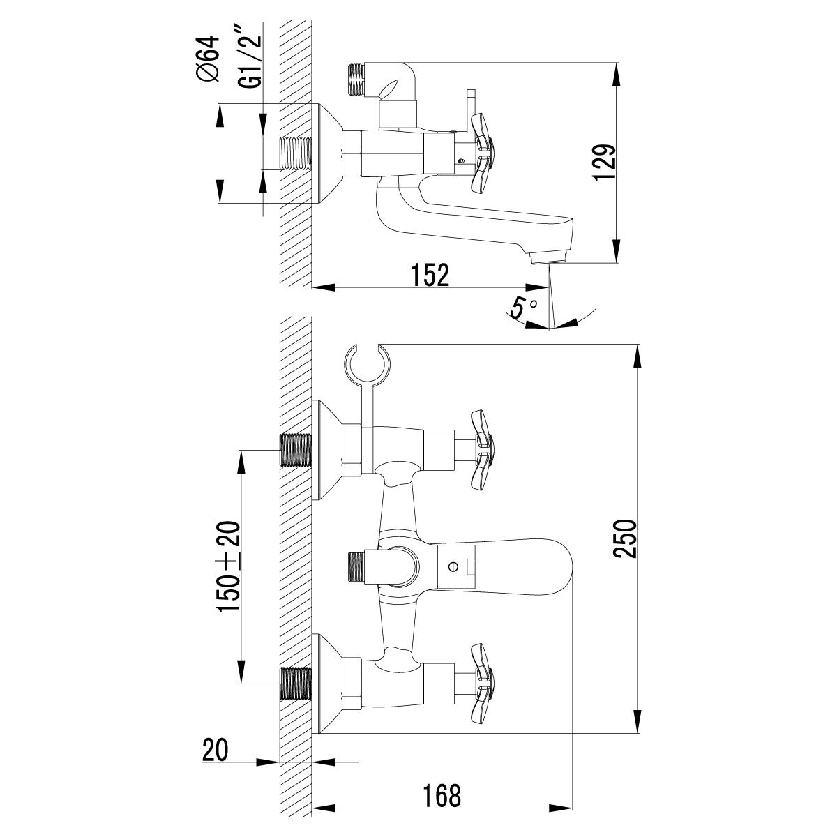 Смеситель  Lemark Partner LM6542C  для ванны