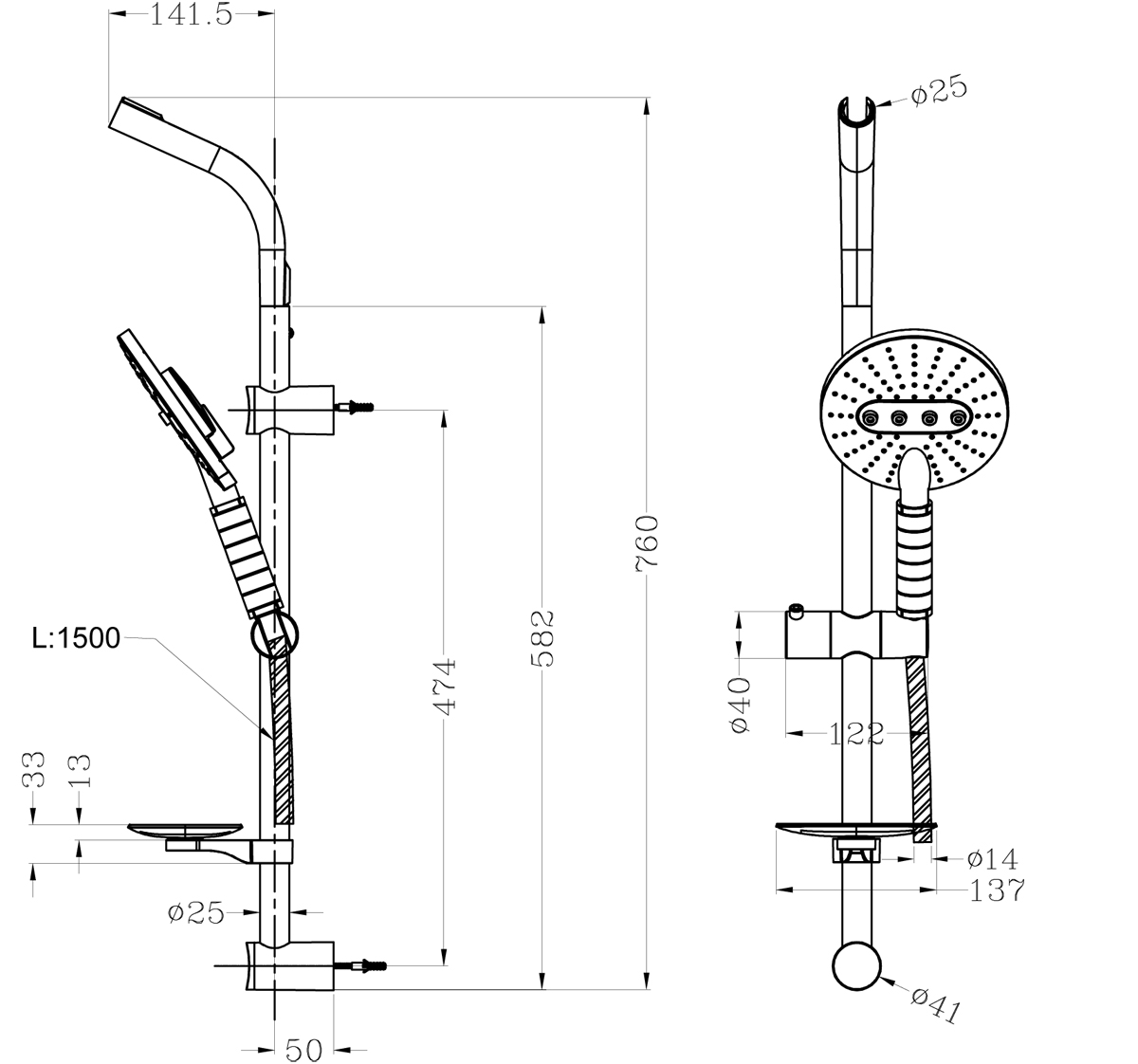 Душевой комплект Lemark LM8072C стойка душевая с лейкой 3-функц., мыльницей и шлангом 1,5 м., хром