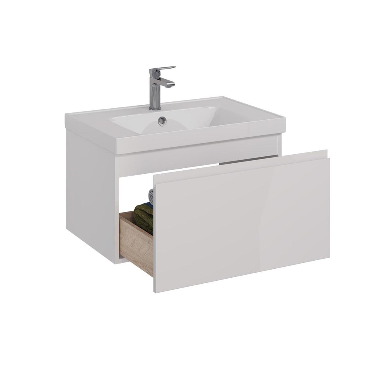 Тумба Lemark VEON MINI 70 см под 1 раковину, подвесная,1 ящик, цвет корпуса, фасада: Белый глянец Тумба Lemark VEON MINI 70 см под 1 раковину, подвесная,1 ящик, цвет корпуса, фасада: Белый глянец