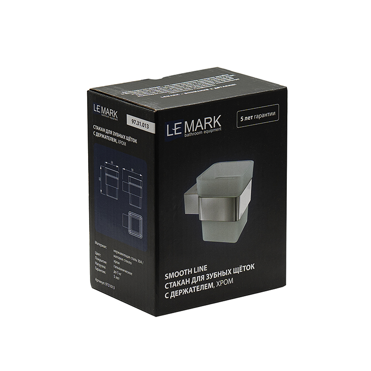 Стакан для зубных щёток Lemark SMOOTH LINE с держателем, хром