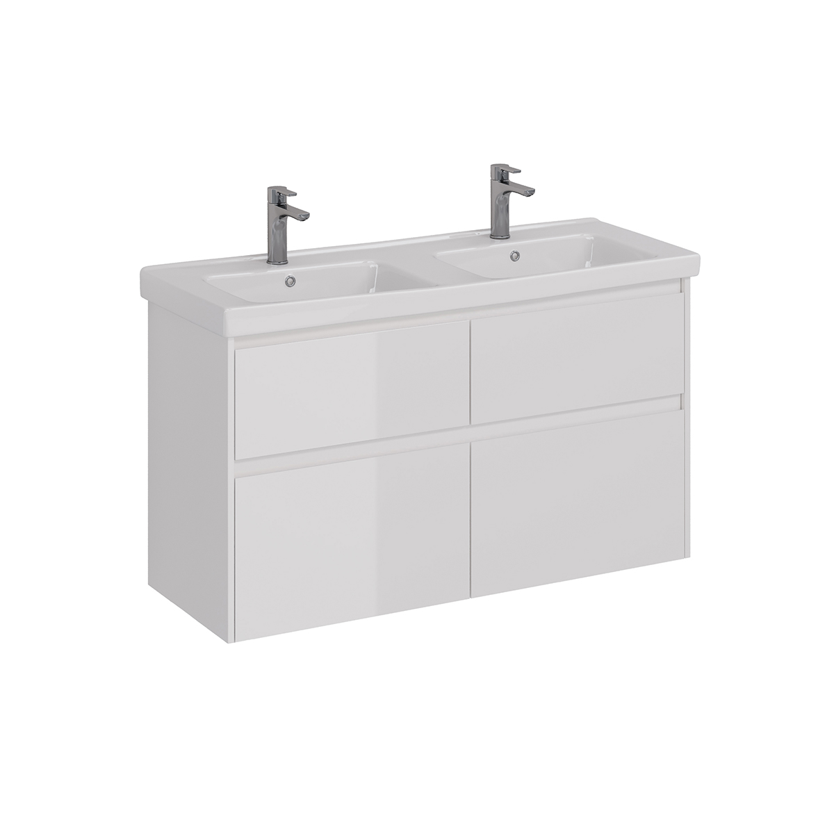 Тумба Lemark COMBI 125 см под 2 раковины, подвесная/напольная,4 ящика, цвет корпуса, фасада: Белый глянец Тумба Lemark COMBI 125 см под 2 раковины, подвесная/напольная,4 ящика, цвет корпуса, фасада: Белый глянец