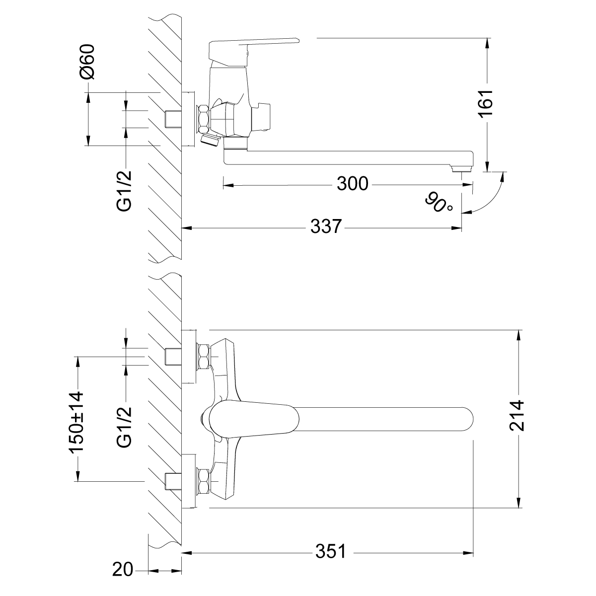 Смеситель Lemark Point LM0351C универсальный