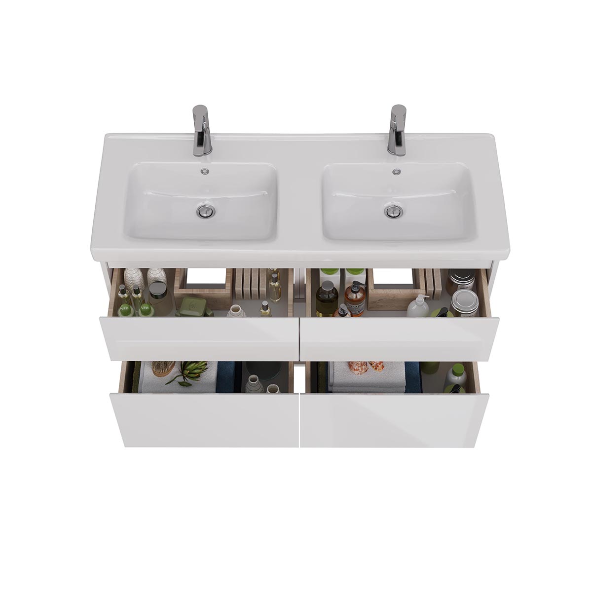 Тумба Lemark COMBI 125 см под 2 раковины, подвесная/напольная,4 ящика, цвет корпуса, фасада: Белый глянец Тумба Lemark COMBI 125 см под 2 раковины, подвесная/напольная,4 ящика, цвет корпуса, фасада: Белый глянец