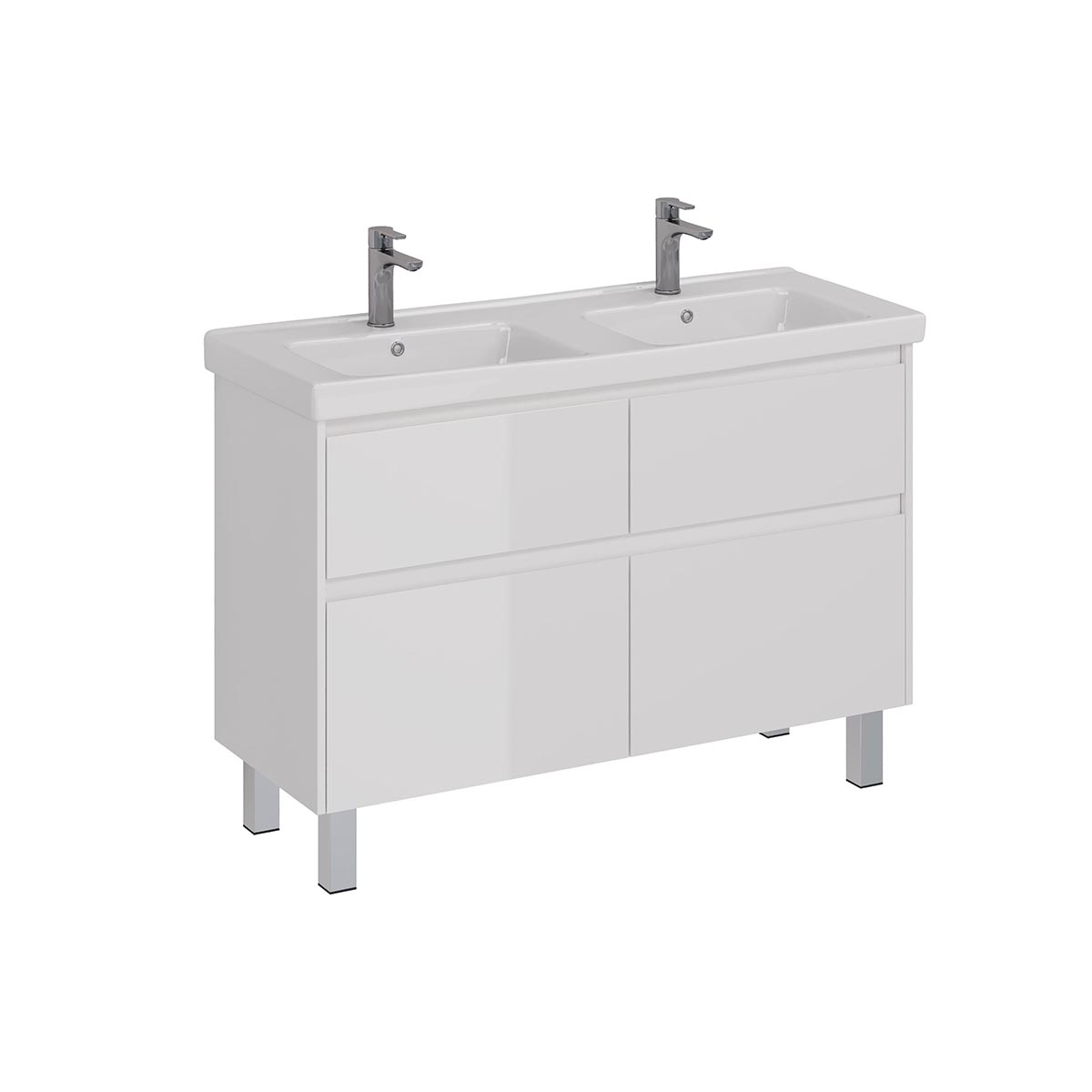 Тумба Lemark COMBI 125 см под 2 раковины, подвесная/напольная,4 ящика, цвет корпуса, фасада: Белый глянец Тумба Lemark COMBI 125 см под 2 раковины, подвесная/напольная,4 ящика, цвет корпуса, фасада: Белый глянец