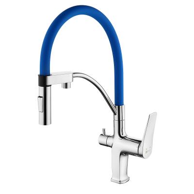 Смеситель Lemark Comfort LM3074C-Blue для кухни с гибким изливом, с подключением к фильтру с питьевой водой