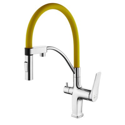 Смеситель Lemark Comfort LM3074C-Yellow для кухни с гибким изливом, с подключением к фильтру с питьевой водой